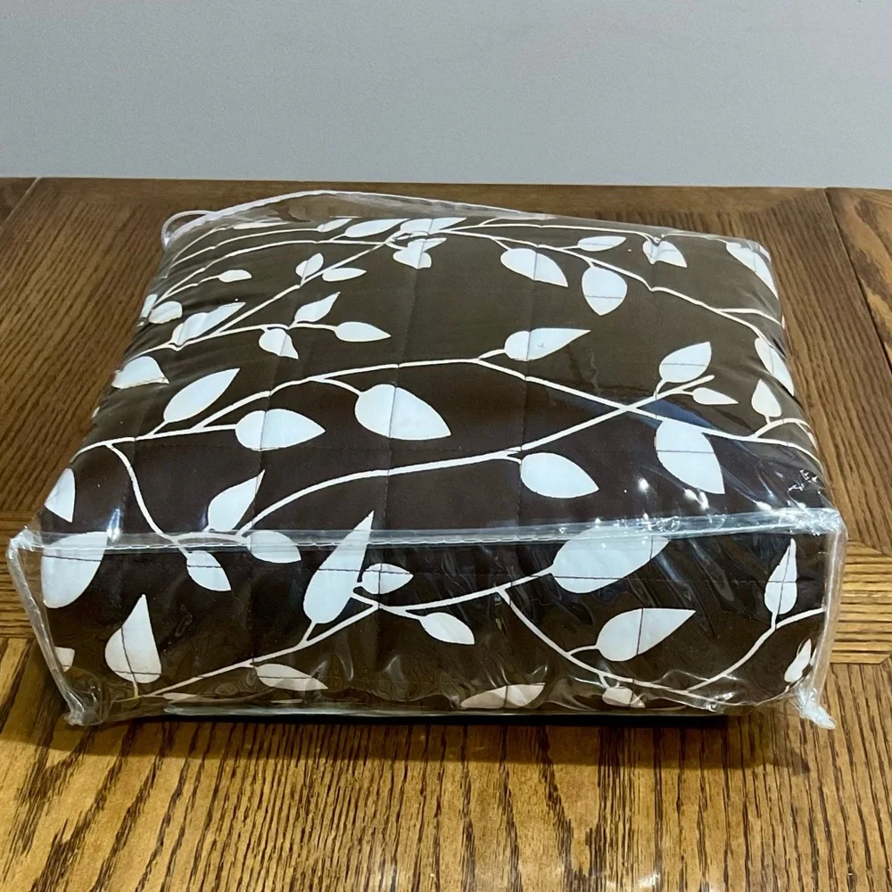 Loveseat cover brown & white leaf pattern reverses to solid brown